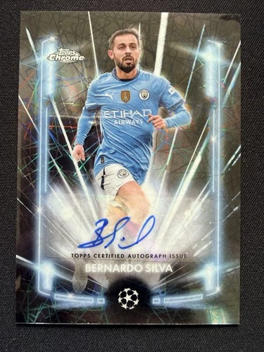BERNARDO SILVA AUTO 2024-25 Topps Chrome UCC Black Lazer MANCHESTER CITY