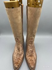 Vintage Snakeskin & Suede Tall Western Cowboy Boots Size 7