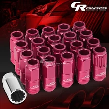 PINK 16 LUG+4LOCK NUT+ADAPTERS M12X1.25 21OD 50MM TALL SPLINE STYLE ALUMINUM