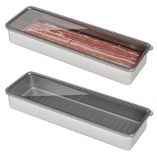 Freshmage Bacon Container for Refrigerator 304 Stainless Steel Airtight Deli ...