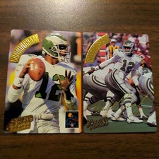 2 Randall Cunningham EAGLES 1994 Action Packed SIGNATURE #85 & 24KT GOLD G44 NFL