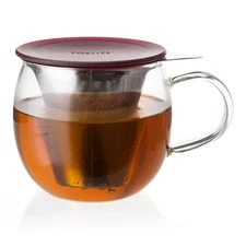 FORLIFE 832-CRB Lucidity Glass Tea Cup with Strainer, 12 oz/355ml, Cranberry
