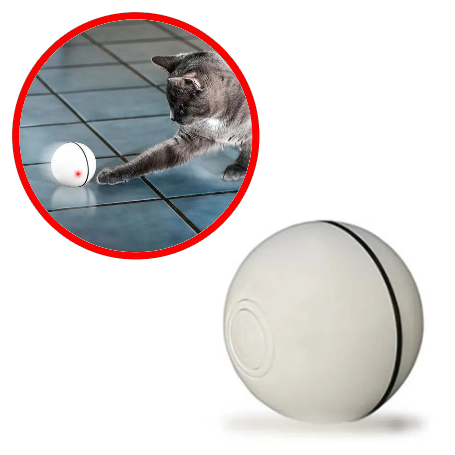 Balle chat interactive avec recharge USB et rotation automatique 360