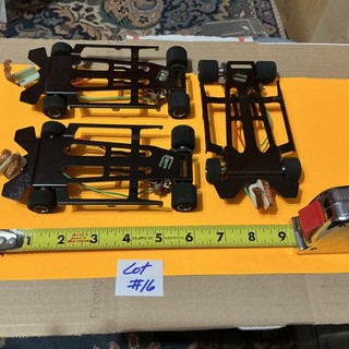 VINTAGE 3 PIECE LOT TRINITY SLOT CAR CHASSIS WITH MOTORS / NEW OLD / LOT #16 !!!