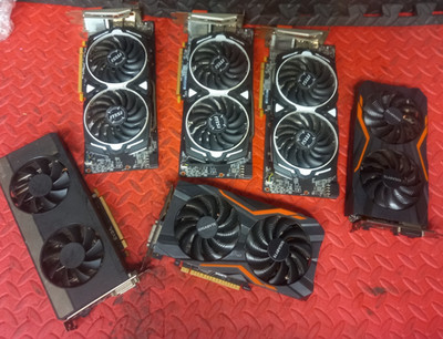 3 MSI RADEON RX 5808G 2 GIGABYTE GV-N105TG1 1 GEFORCE GTX660 6 GRAFIKKARTEN