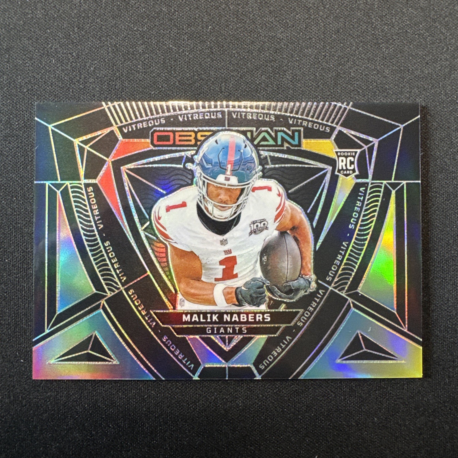 2024 Panini Obsidian Malik Nabers Vitreous Case Hit SSP #6 Giants RC Rookie