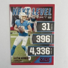 2021 Score - Next Level Stats Red #NL10 Justin Herbert Football Card LA Chargers