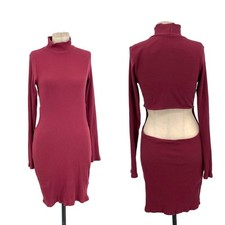 Free People Beach Guess Who's Back Rib Knit Cutout Dress Wild Garnet Size Large