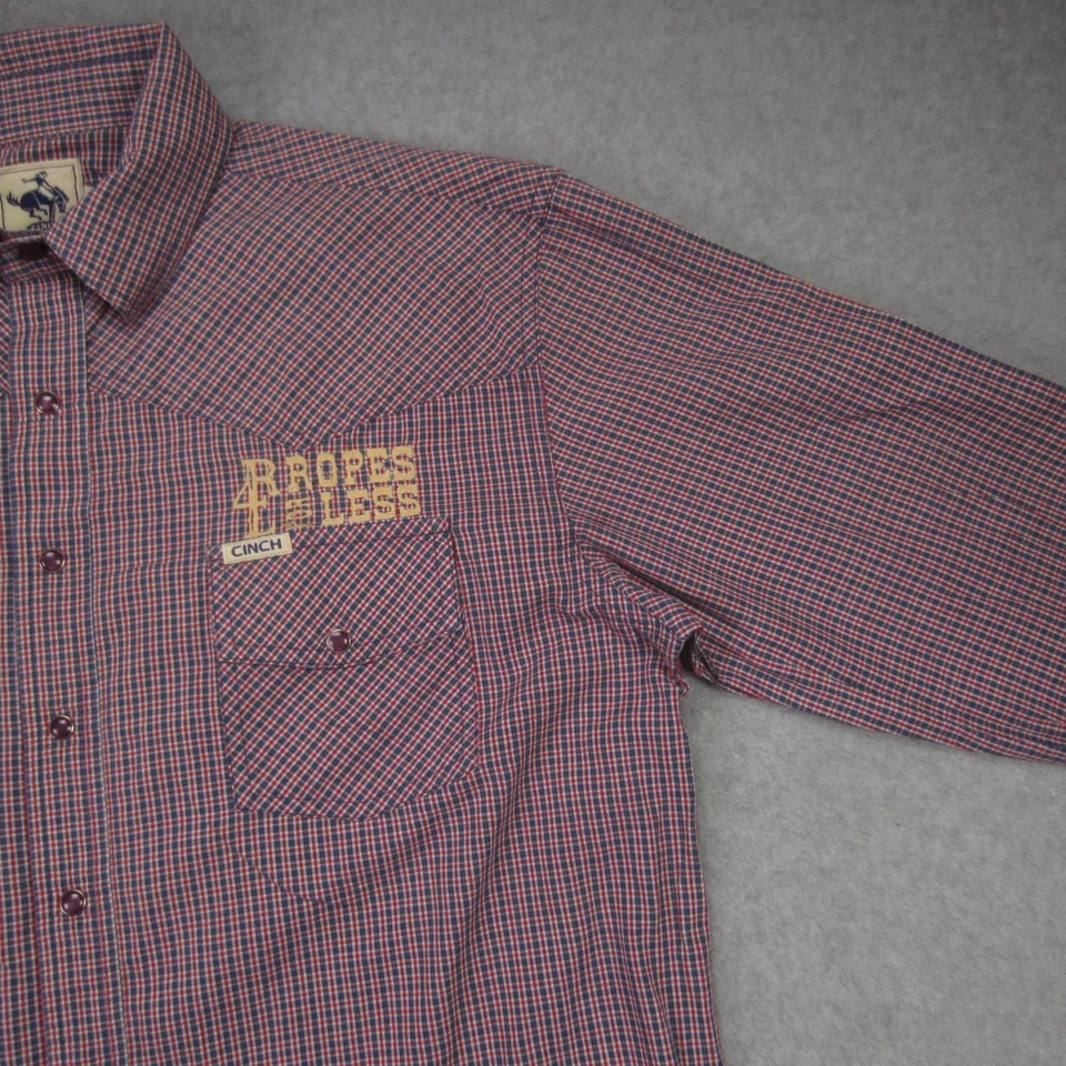 Camisa Cinch Juvenil XXL 16/18 Perla Cuerdas a Presión Para Vaquero Rodeo Menos Bordado Foto 4 de 4