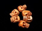 Lot Of 6 Hand Crafted Human Skull Skeleton Shaped Beads #02182602R — photo 1