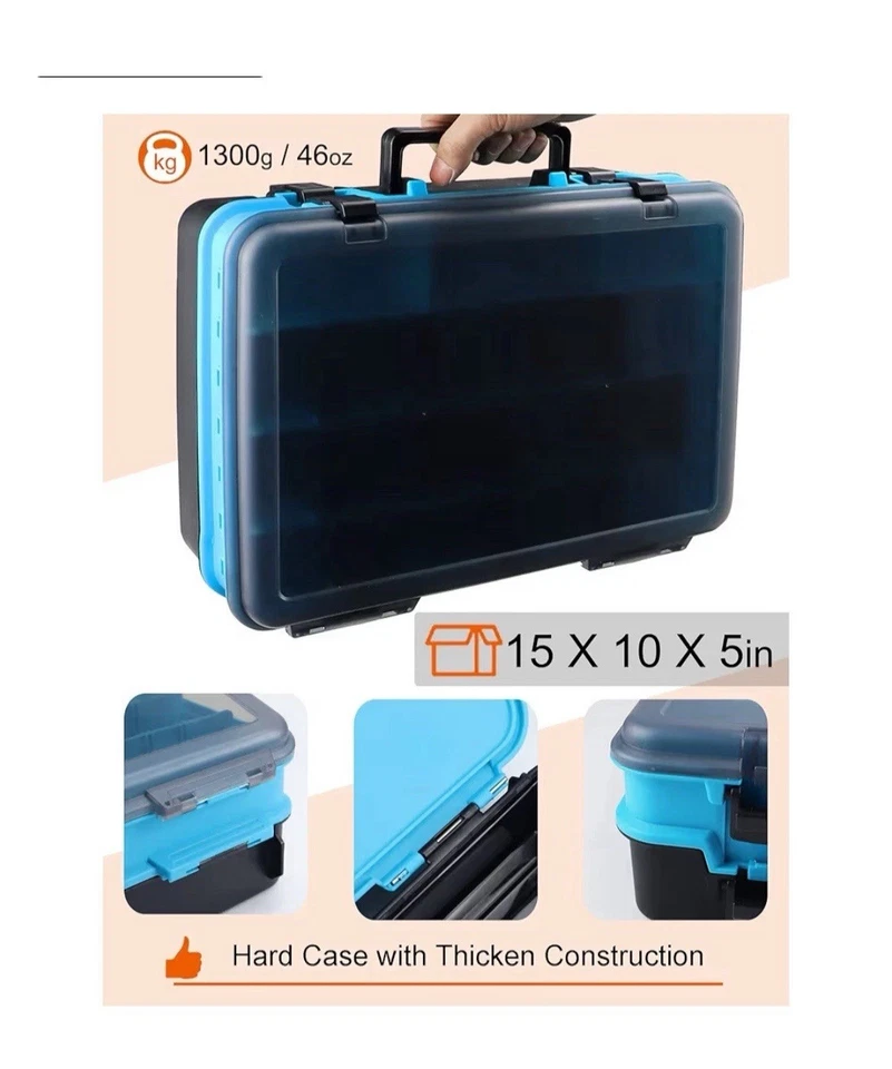 Caja de aparejos de pesca de doble capa divisores ajustables, mango + 26 señuelos diferentes Foto 4 de 4