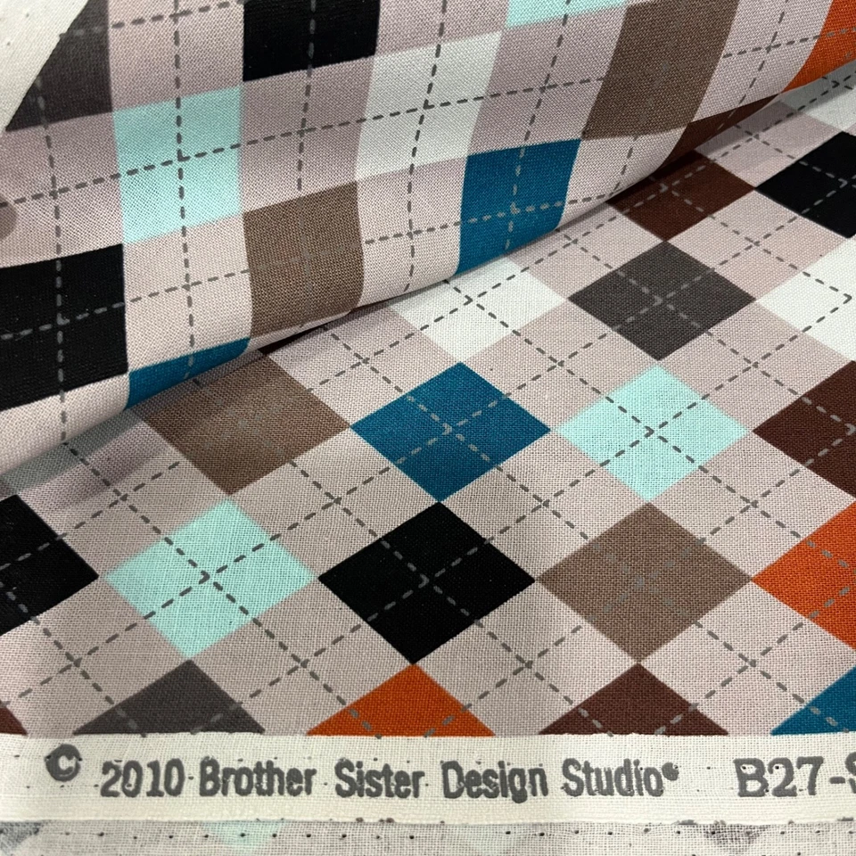 Tela de algodón Brother Sister Design Studio ARGYLE 1 3/8 yardas multicolor Foto 4 de 4