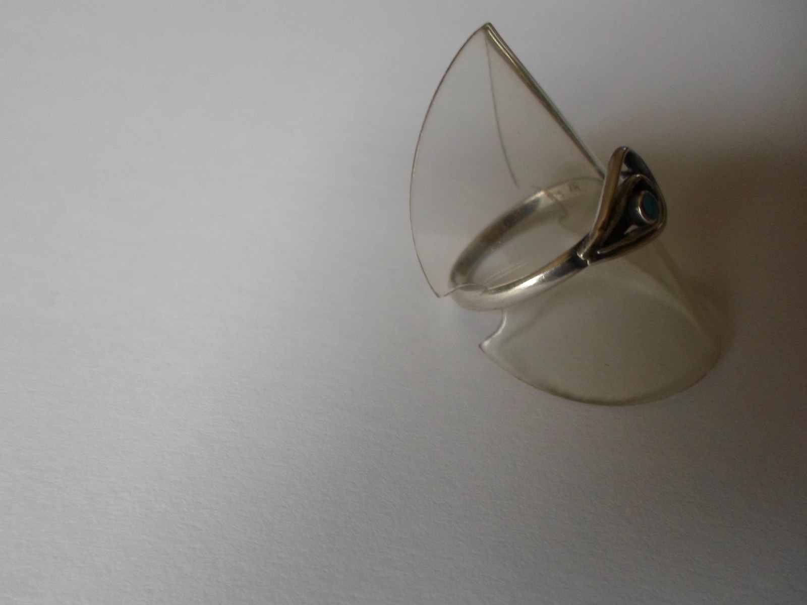 solid silver ring, openwork, turquoise cabochon, … - image 7