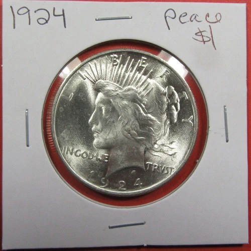 1924 $1 U.S. Peace Silver Dollar. Uncirculated. Nice & lustrous. (126061)