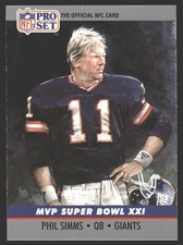 Phil Simms #21 1990 Pro Set Super Bowl MVP Collectibles New York Giants