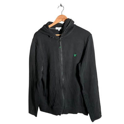 Lyle & Scott Club Hoodie Men's L Black Logo Full Zip Hooded Sweatshirt