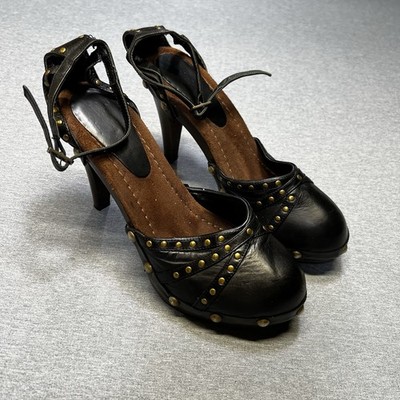 Isabella Fiore Black Studded leather heels 3 1/2'' heels Made In Italy