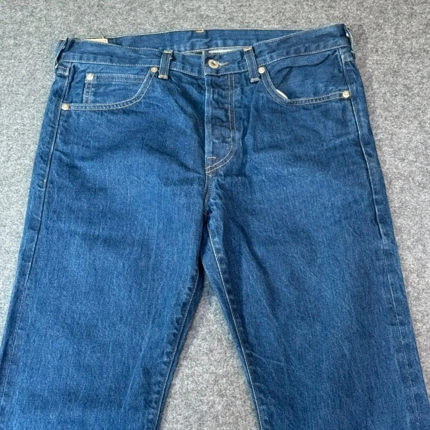 Pantalones de mezclilla Wallace & Barnes de pierna recta para hombre 31x30 blanco roble ribete índigo natural Foto 3 de 4