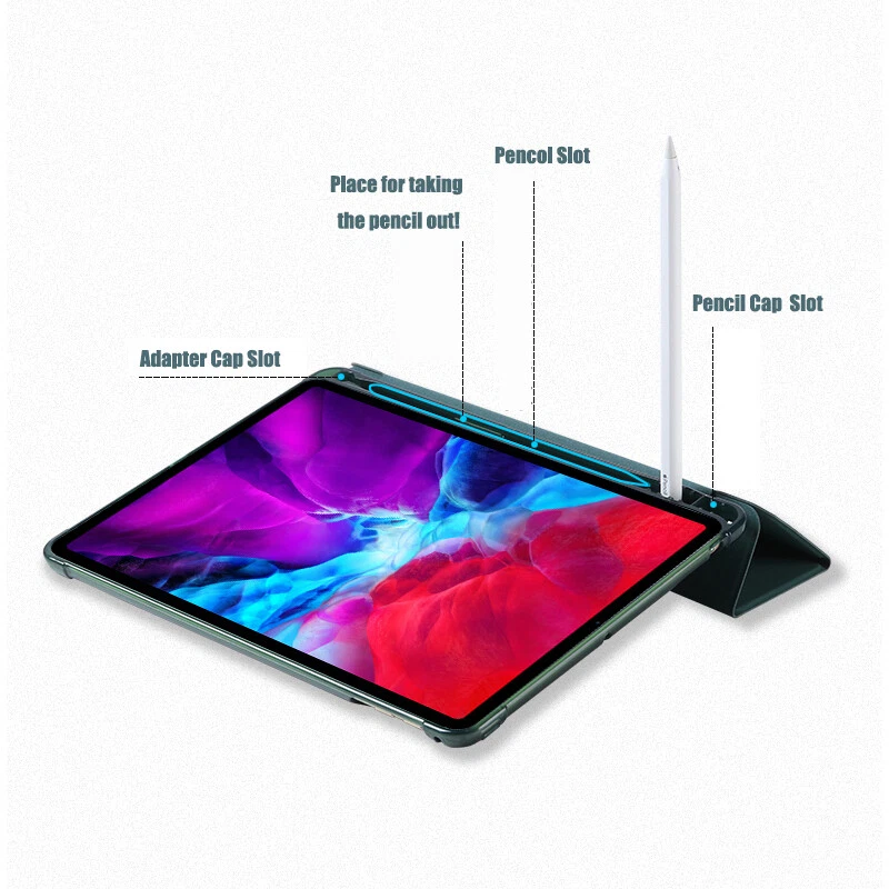 PU Leather Smart Case For iPad 10.9 Air 4 10.2 8th 7th Pro 11 With Pencil Holder - Image 4 of 4