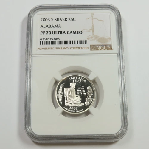 2003 S NGC PF70 UCAM PROOF - SILVER Alabama State Quarter Coin #53809B
