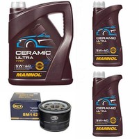 MotoröL Set Mannol 5W-40 Ceramic Ultra 7 Liter + ÖLfilter FüR Renault 19 Clio