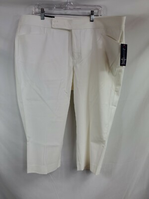 Chaps Cropped Capri Pants Size 22W White Stretch Twill Mid Rise