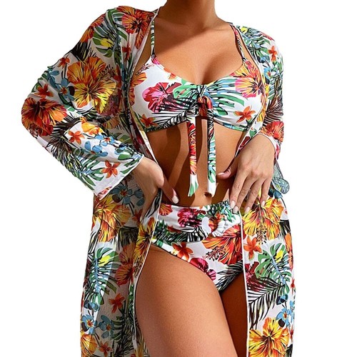 Floral Print High Waisted Bikini for Women Beach Cover Up for Added Elegance - Picture 9 of 54