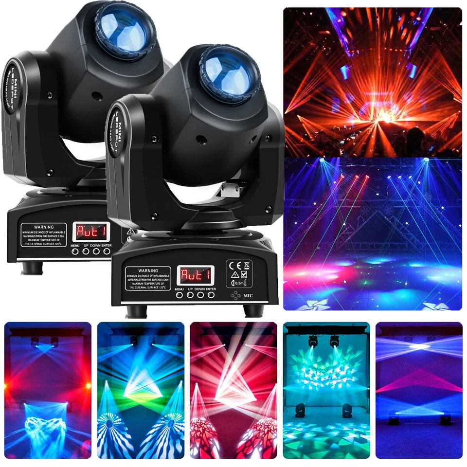 U`KING 2pz 120W LED Moving Head Effetto Luce Beam Gobo Beam Moving Head Party DJ Discoteca