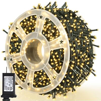 kemooie 500 LED Christmas String Lights, 164FT 8 Lighting Mode with Memory Plug