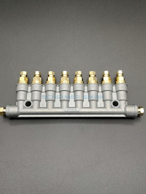 Schmierverteiler 8 Anschlüsse, flach, 0,16 cm³/st, 0,8 - 3 MPa passend für Okuma
