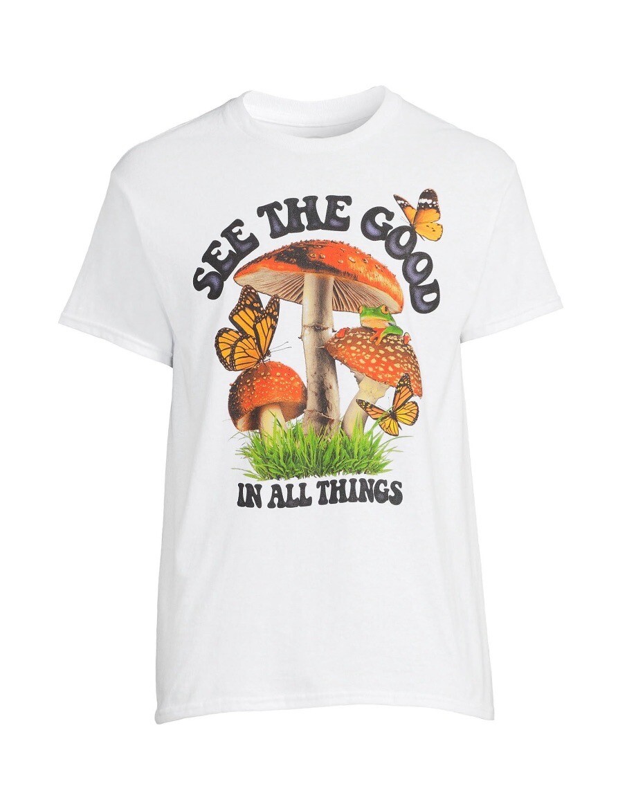 SEE THE GOOD Men's Size L (42-44) Mushrooms Graphic T-Shirt