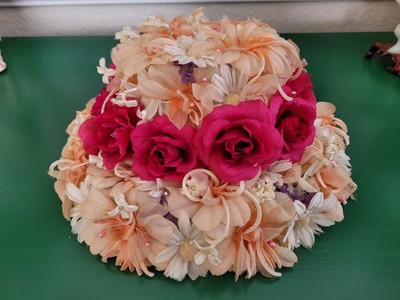 Vintage Elegant Rose Peach Women\'s Hat Pink Peach Ombre Kentucky Derby Hat, High Tea Ivory White  main image 4
