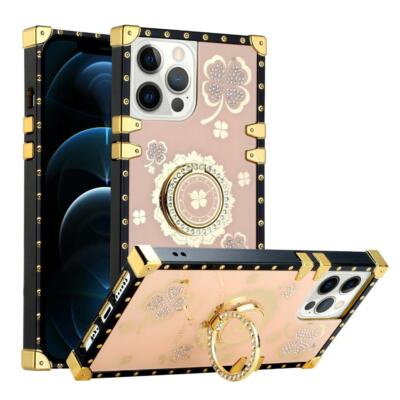 For iPhone 13 Pro Max Mini Hybrid Bling Luxury Diamond Ring Kickstand Case Cover