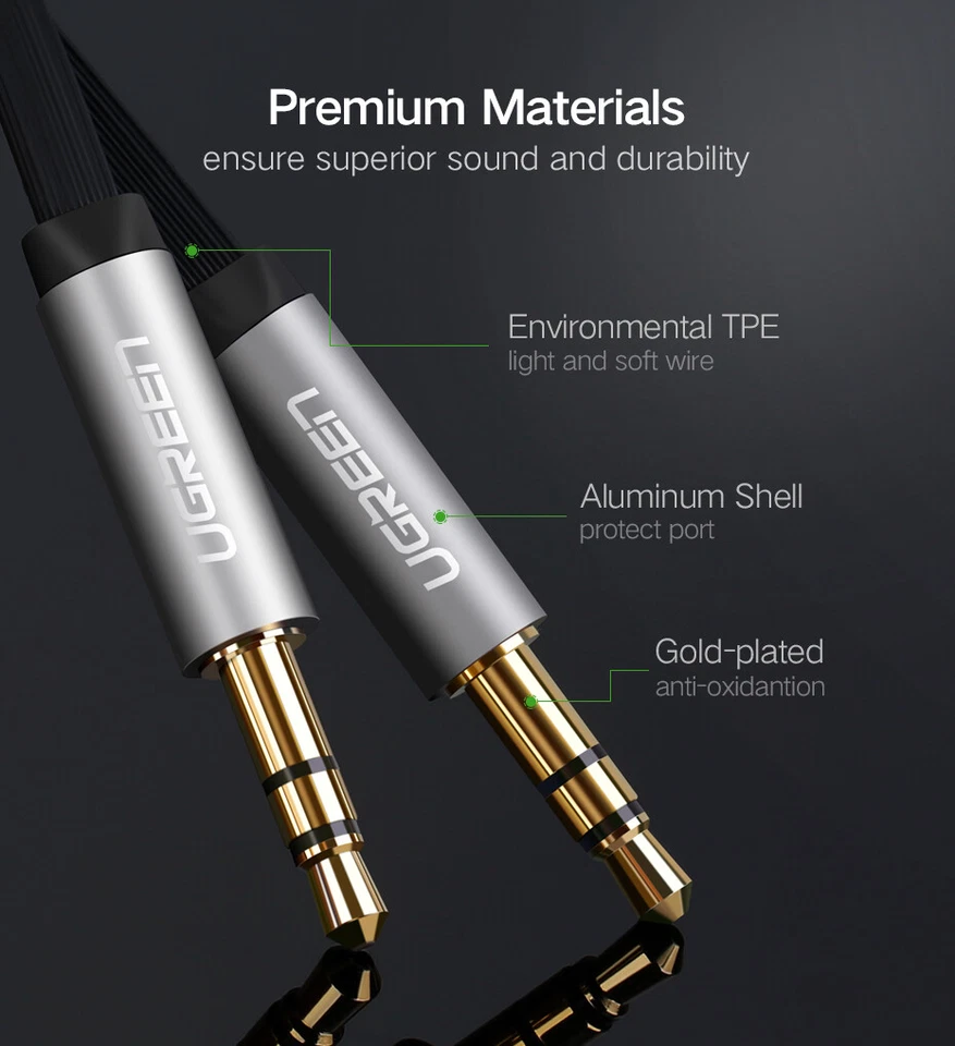 AUX Cable 3.5mm Male to 3.5mm Male Straight to angle 1m Ugreen  - Image 3 of 4