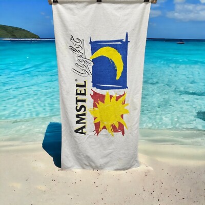 Vintage 90's Towel Specialties Amstel Light Beer Beach Bath Towel Large 64''X33''