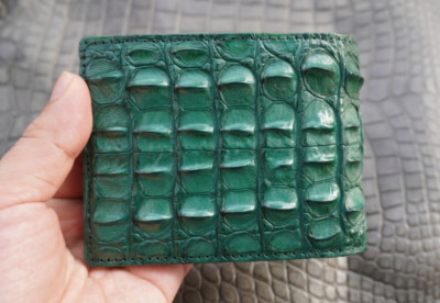 Green Genuine Crocodile Hornback Leather Skin MEN'S BIFOLD Wallet #C55