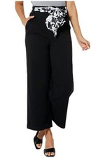 DG2 by Diane Gilman Cabana Knit Twill Wide-Leg Crop Pant Black