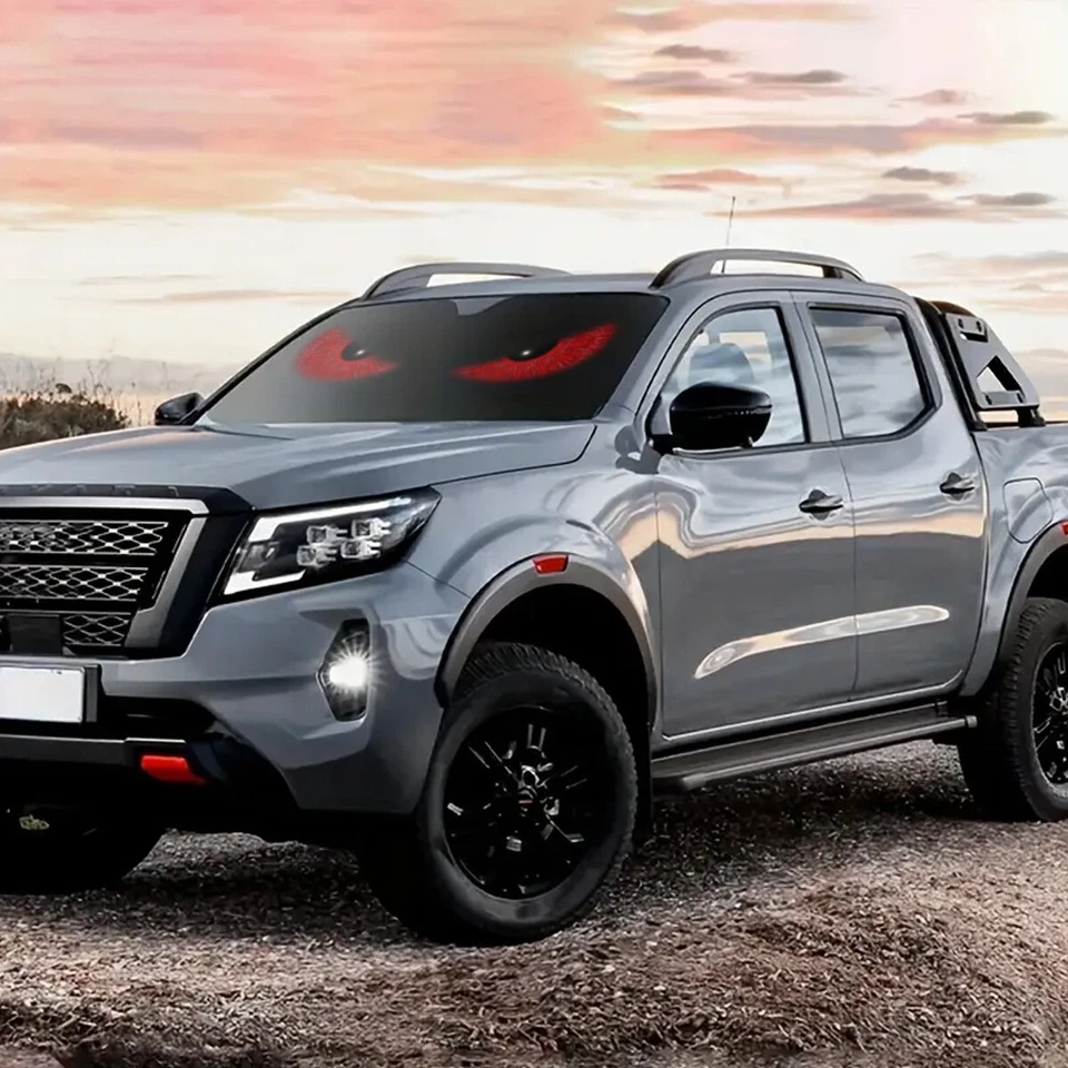 For Nissan Car Windshield Sun Shade Front Visor RED Eyes Shield UV Block Cover Foto 4 de 4