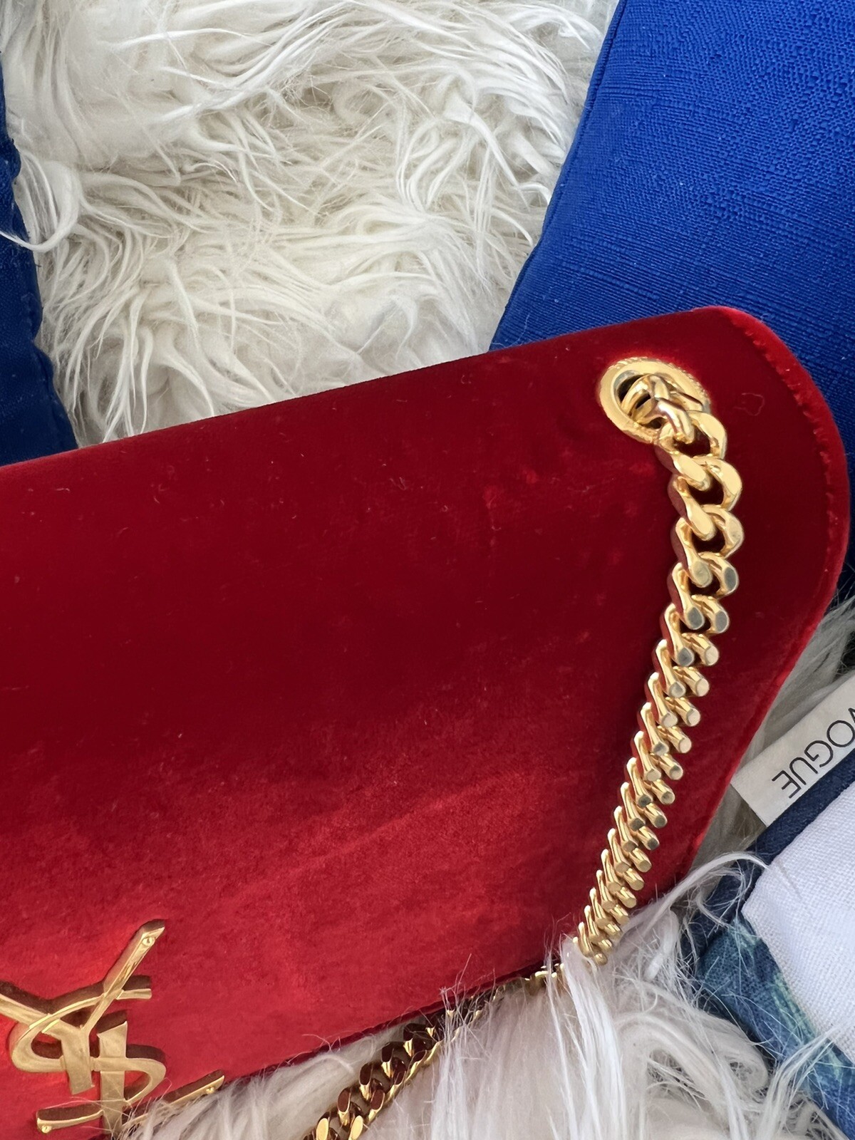 SAINT LAURENTMedium Kate Borsa a tracolla velluto rosso