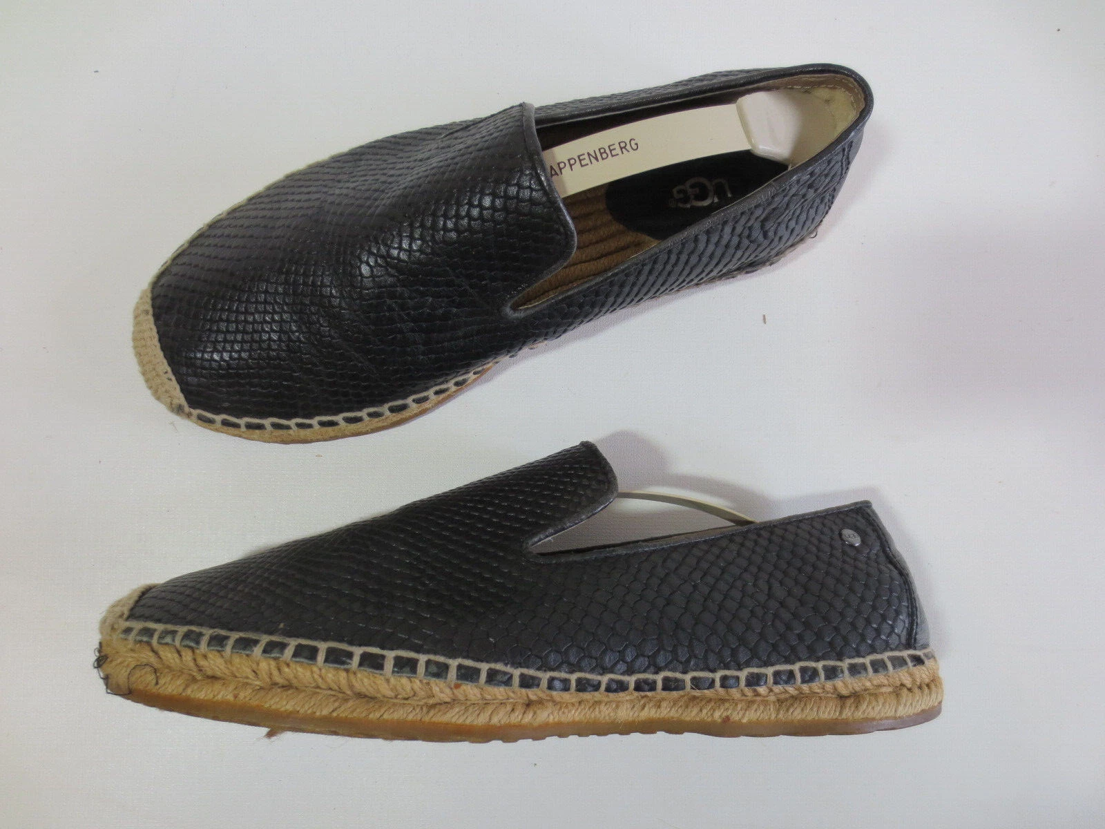 UGG Espadrillas Sandali Ciabatte 38 39 Nero Pelle Motivo Rettile 2n