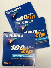 💾 💻 3pc FUJIFILM 100MB Zip Disk Formatted IBM/Mac Compatible Brand New Sealed