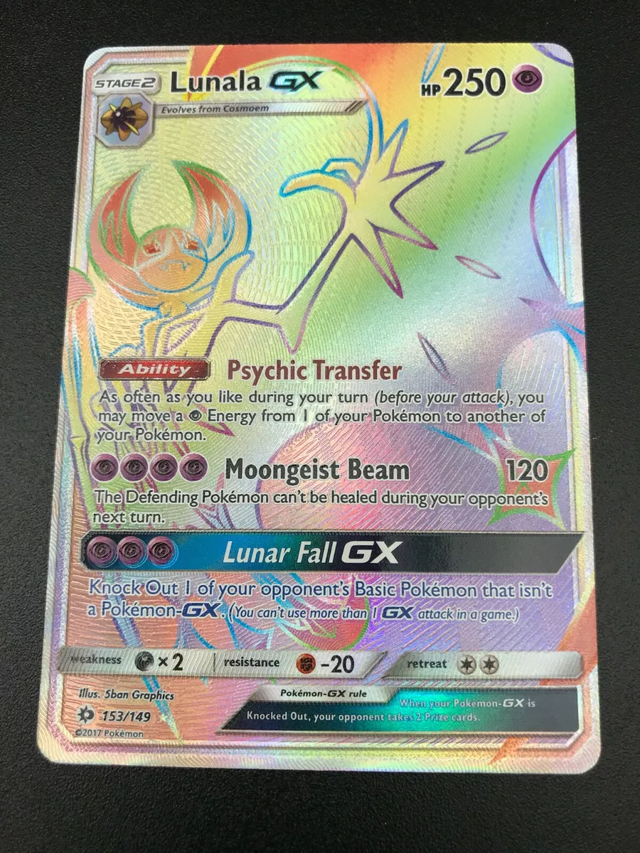 Pokemon Sun & Moon Base Set Hyper Rare Lunala-GX #153