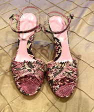 VIA SPIGA FABULOUS MULTICOLOR SNAKE SKIN HEELS SANDALS, NWB, ELEGAN STYLE, 37.5