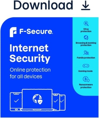 F-SECURE INTERNET SECURITY 2025 - 5 GERÄTE 1 JAHR PC MAC TELEFON E-MAIL AM SELBEN TAG