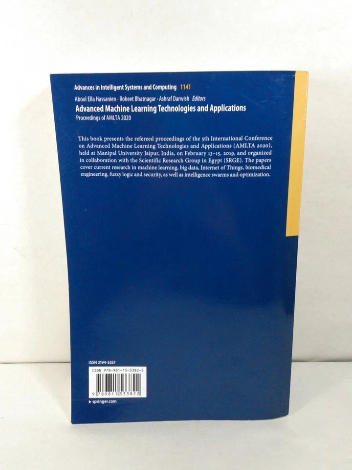 Advanced Machine Learning Technologies and Applications AMLTA 2020 Hassanien  - Image 2 of 4