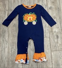 NWOT Boutique Baby Girls Pumpkin Romper In Size 18-24 Months