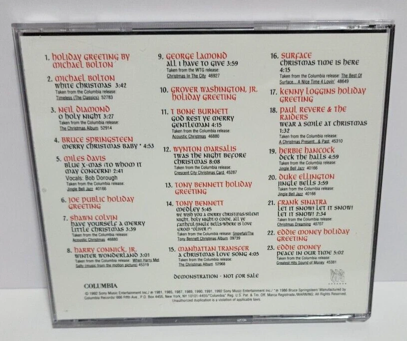 Sampler Claus 1992 Columbia Various Artists Christmas Songs Demonstration CD - Image 2 of 4