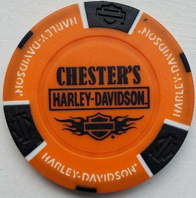 Harley Davidson Poker Chip Chester's Mesa Arizona Orange & Black eBay