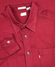 LEVI'S Red Tab Metal Button Red Denim Work shirt L VTG 90s y2k workwear