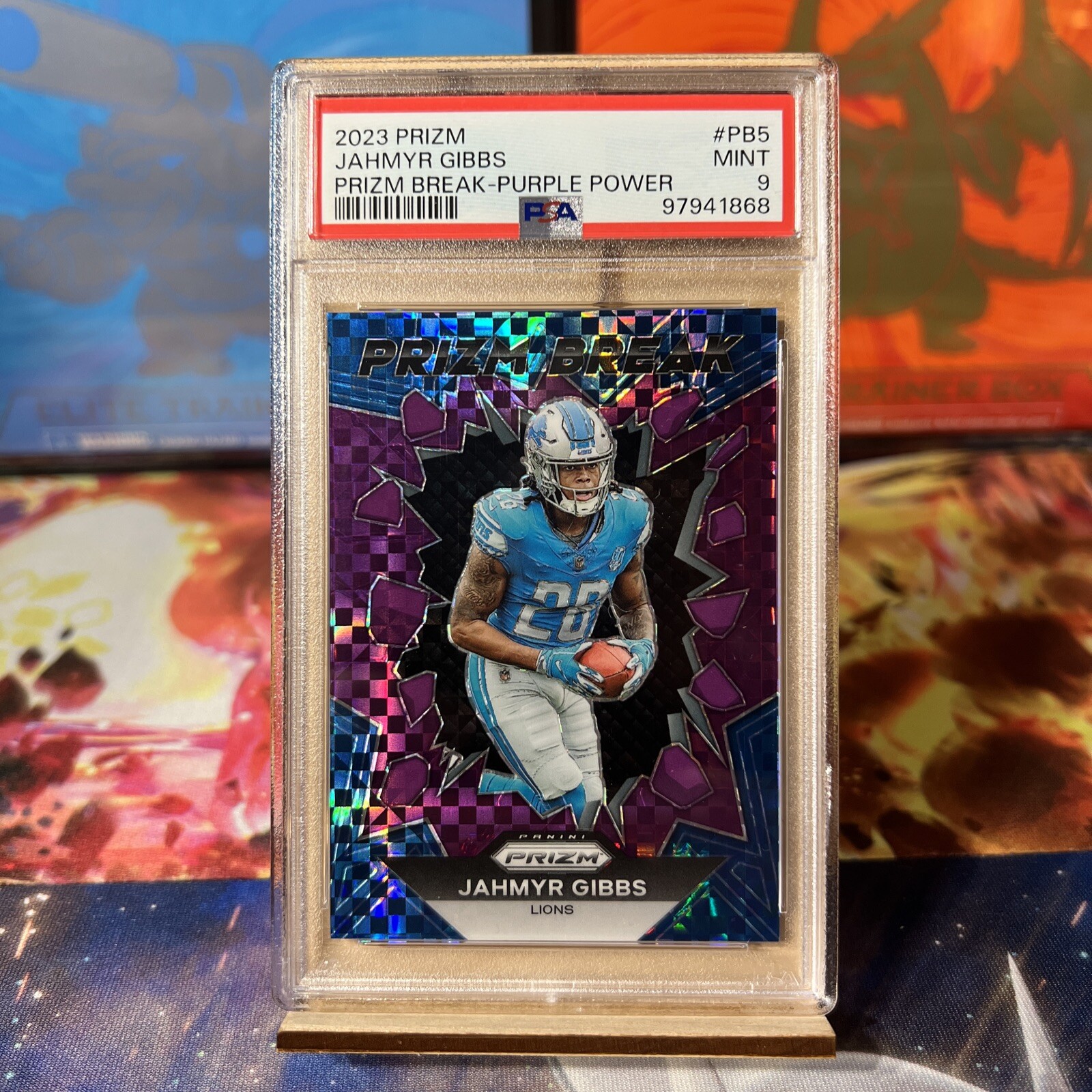 2023 Prizm Jahmyr Gibbs RC Prizm Break Purple Power /49 PSA 9 Mint